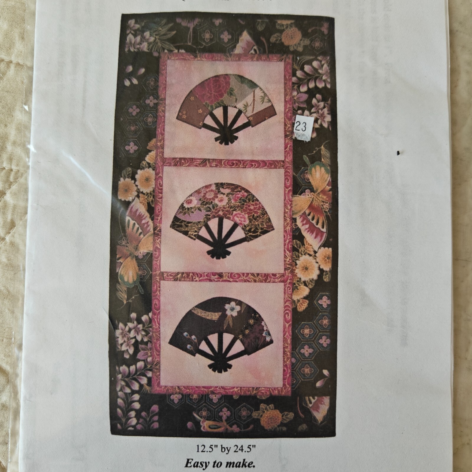 2005 Japanese Fans 12x24" Wall Lap Crib Runner Quilt Pattern & Template