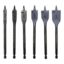 6PCS Threaded Spade Bit Set 3/8"-1" 6" Long Wood Boring Drill E0102698