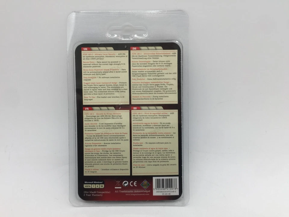 NEW 8GB Integral Crypto Drive FIPS 140-2 Encrypted USB3.0 Flash Drive FREE S/H - Image 2 of 3