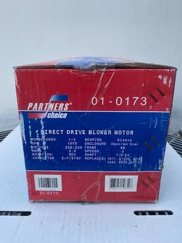 1/4 HP Partners Choice 01-0173 Direct Drive Blower Motor 208/230V 1075 RPM NEW