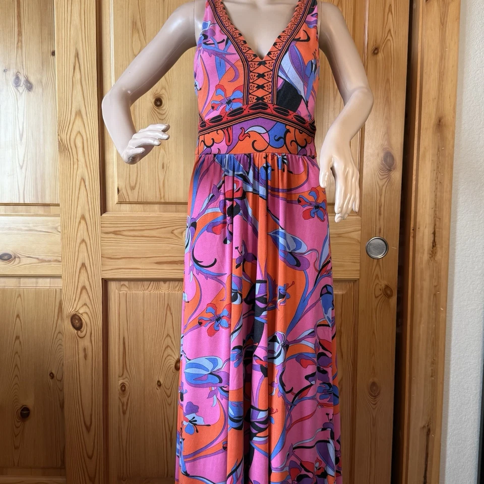 Maxi Vestido Hale Bob Vibrante Floral Talla L Recorte Espalda Boho Hippie Boho Foto 2 de 4