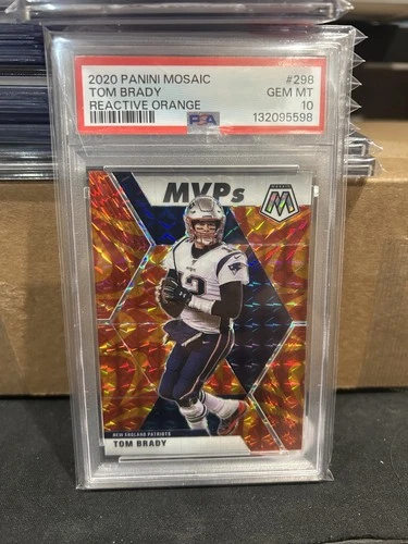 2020 Mosaic TOM BRADY PSA 10 GEM MINT Rare Reactive ORANGE PRIZM MVP #298 GOAT