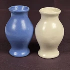 2 Red Wing Rumrill Art Pottery 4" Mini Vases #324 Novelties Matte Blue and White