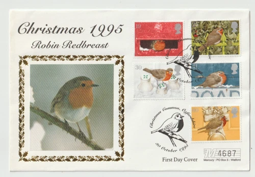 30/10/1995 UK GB FDC - Christmas 1995 - Robin Redbreast - Christmas Common Speci