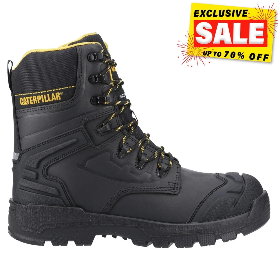 Caterpillar Striver XL 8 Mens Water-Resistant Leather Safety Boots Black