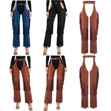 Womens Trousers Carnivals Cowgirl Adjustable Waist Cowboy Chaps Fashion Pants