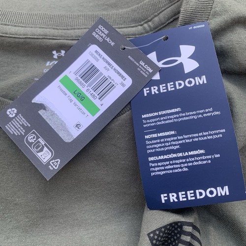 NUEVA Camiseta Under Armour Para Hombre Talla L Grande UA Verde Bandera Libertad Calce Suelto - Imagen 6 de 18