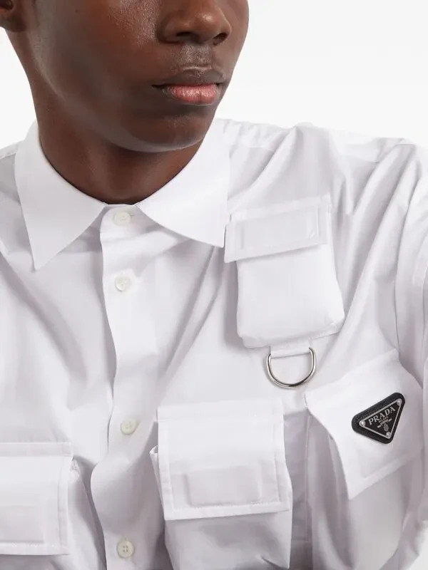 Prada Men's Multi-Pocket Poplin Sport Shirt-Size 50 -104 | eBay