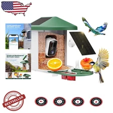 Smart Bird Feeder with Camera AI Identify Birds Dual Solar Panel 2L Capacity