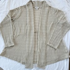 Coldwater Creek Women's Cardigan Beige Open Front XL Long Sleeve Made In USA