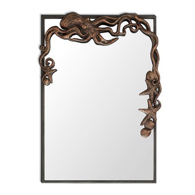 Home Cast Iron Frame Octopus Rectangular Mirror 29 X 20 Nautical Décor