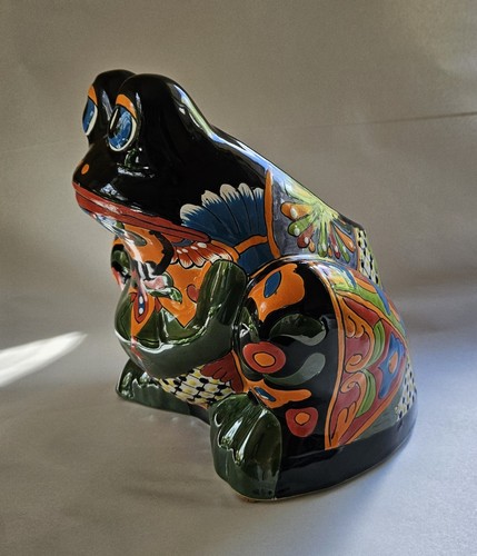 Talavera Frog Planter Large Mexican Pottery Folk Art Animal Hand Painted - Picture 4 of 18