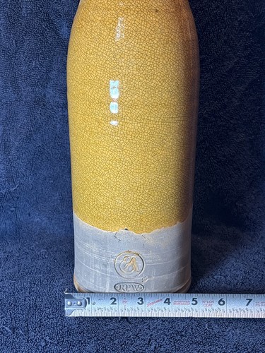 Vase vintage Ethan Allen RPW céramique craquelure jaune moutarde rame 14,5" - Photo 11/12