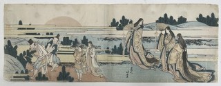 1800's Vintage 19th Century Japanese Woodblock Print 7 x 20" #7