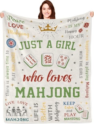 Gifts for Women Blanket, Mah-Jong Themed Present, Mah Jong 60x50in Mahjong