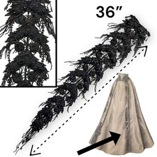 Museum Quality 33 inch Mourning Jet Bead Appliqu Fringe Antique Black Jewelry
