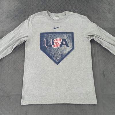 USA Baseball Shirt Nike Home Plate Graphic WBC Gray Long Sleeve