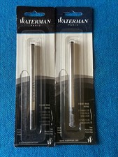 2 x Waterman Rollerball Pen Refill, Fine Tip with Black Ink, blister packs