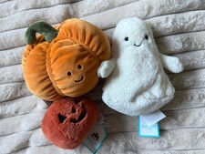 Jellycat Amuseables Vivacious Pumpkin, Ooky Jack O Lantern, Jellycat Ooky Ghost