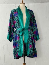 Victoria  s Secret Kimono Robe VTG OS Gold Label Floral Floral pockets Belt EUC