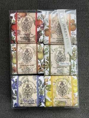 La Florentina Italian Luxury Bar Soap 6 Pk Fig Lemon Orange Olive Pomegranate