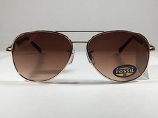 Fossil FW12 Aviator Pilot Sunglasses Gold Brown Tortoise Frame Brown Gradient