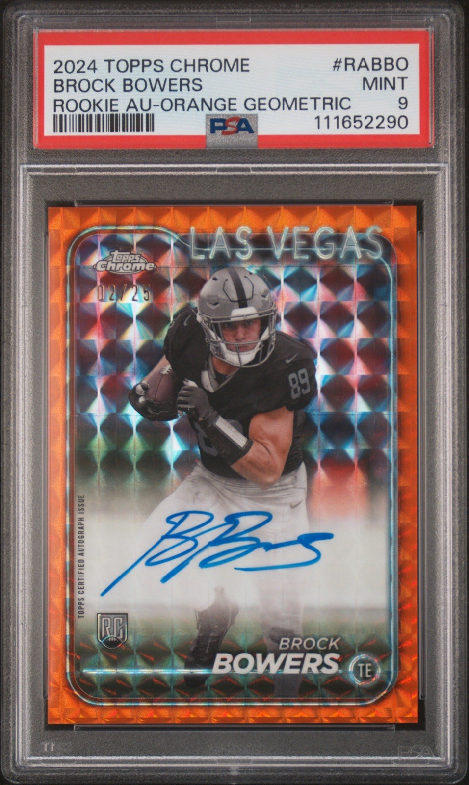 2024 Topps Chrome - Rookie Autographs Brock Bowers Orange Refractor /25