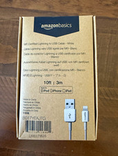 AmazonBasics MFi Certified Lightning to USB Cable 10ft 3m White Apple iPhone