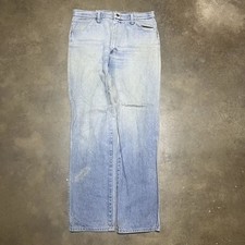 Vintage 70s Rustler Light Wash Western Straight Jeans 32x32 1970s True Vintage