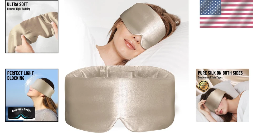 All-Natural Mulberry Silk Sleep Mask - Comfortable Pressure-Free Large Eye Cover - Image 2 of 4