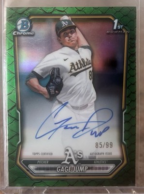 2026 Bowman 1st Gage Jump Green Reptilian Auto /99 Color Match Oakland Athletics