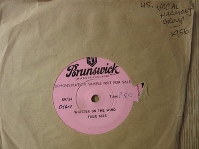 45. four aces: Written on the wind (one-side DEMO ) 1956 (7'')