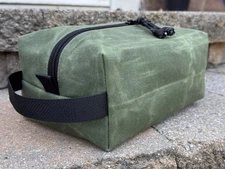 Weston Gear Waxed Canvas Dopp, Sage Green, YKK Zipper, Handcrafted In USA!
