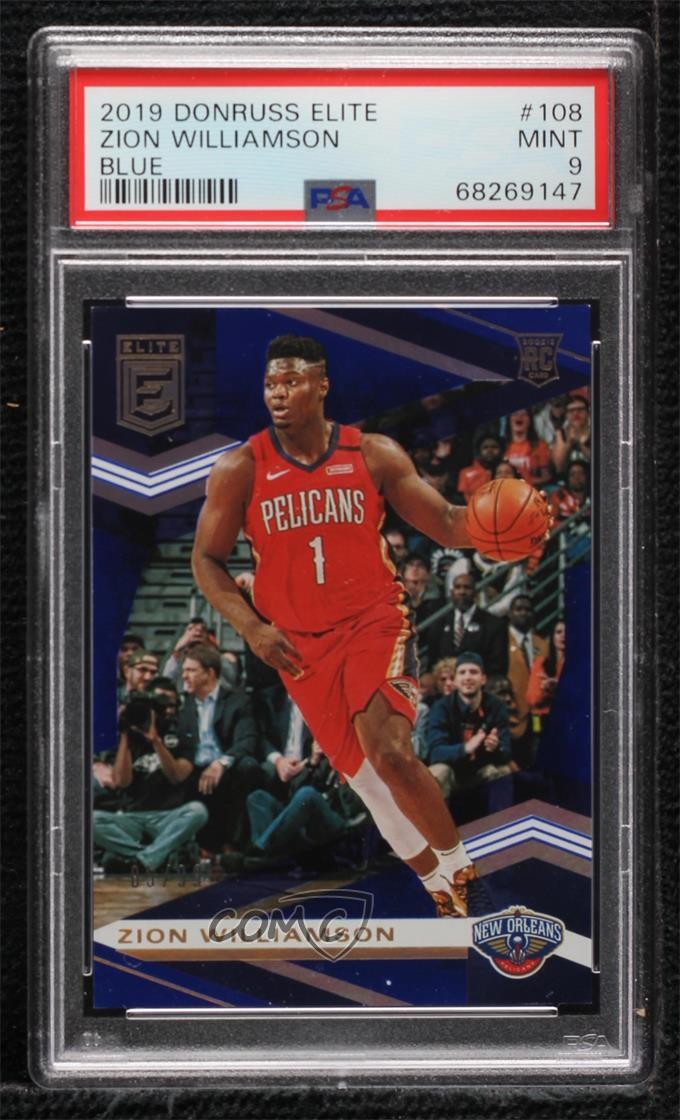 2019-20 Donruss Elite Rookies Blue /99 Zion Williamson #108 PSA 9 MINT r4i