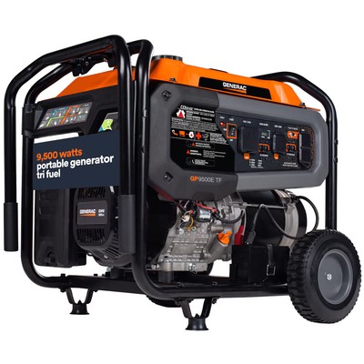 Generac GP9500E - 9500 Watt Electric Start Tri-Fuel Portable Generator w/ COs...