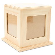 Wooden Photo Cube 5-  ", Keepsake Box with Frames for Crafts/Decor  Woodpeckers