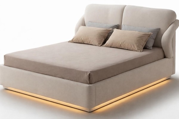 Stilvolles Beiges Bett Weiches Bett Designer-Bett SchlafzimmermöBel-image