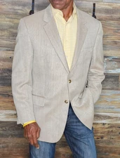 Jos. A. Bank Signature Collection Silk Camelhair Herringbone Jacket Blazer 43R