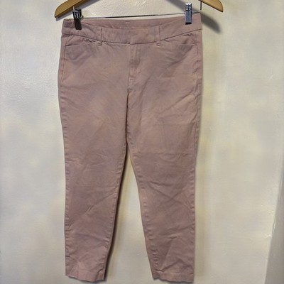 Old Navy Women's Pixie Pants Size 8 Pink Cotton Blend Slim Fit Straight Leg