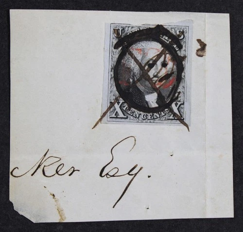 CKStamps: US Stamps Collection Scott#2 10c Used Pinhole, Tiny Thin on Piece