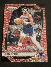 Tarjeta Jordan Poole 2024-25 Prizm Monopoly 086/100 Red Millionaire
