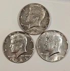 1969-D Kennedy 40% Silver Half Dollar Coins Lot of 3 Circulated