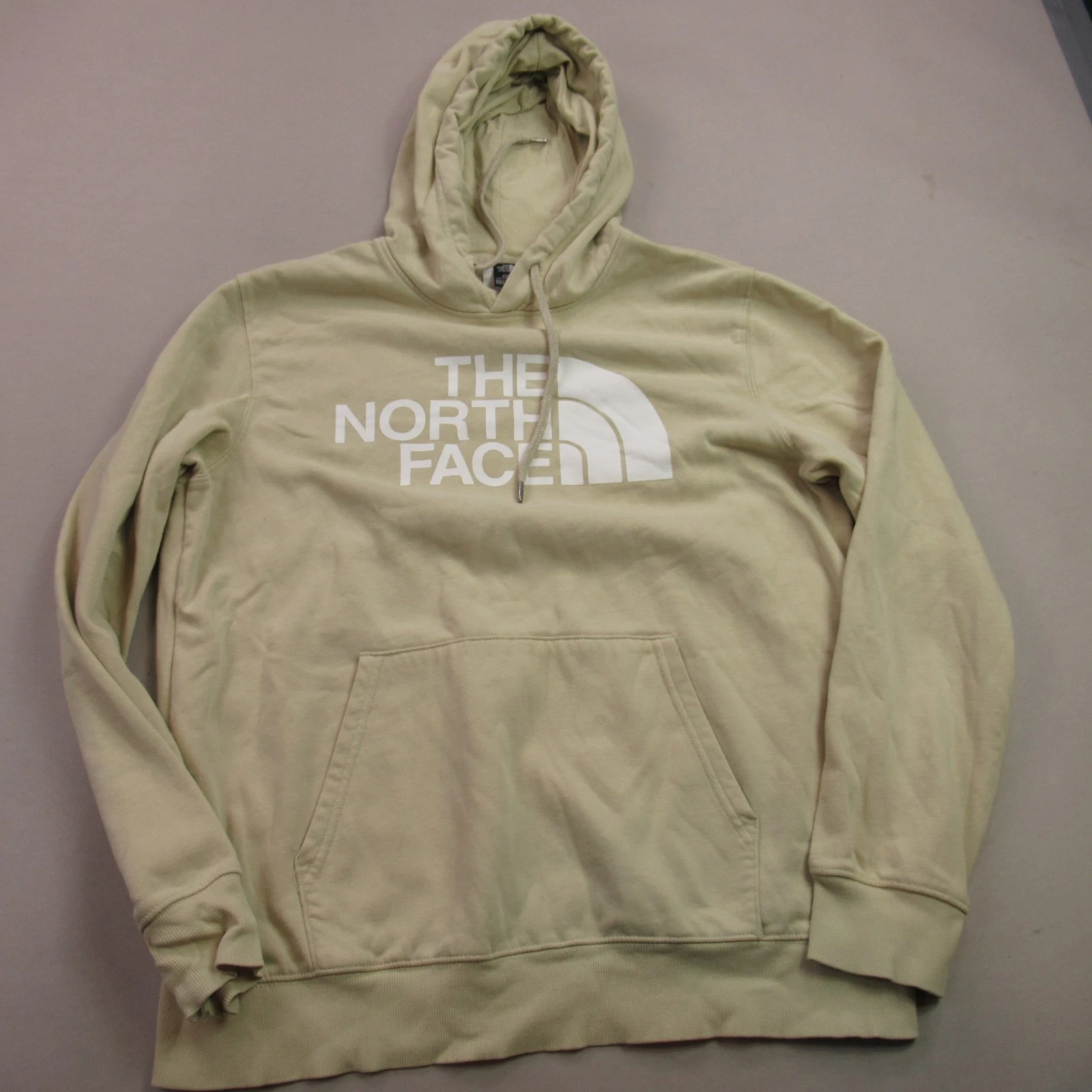 North Face Hoodie Mens Large Long Sleeve Hooded Pullover Pockets Yellow