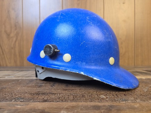 Vintage 1969 MSA Skullgard Hard Hat Blue USA Fas-Trac Suspension Safety Helmet