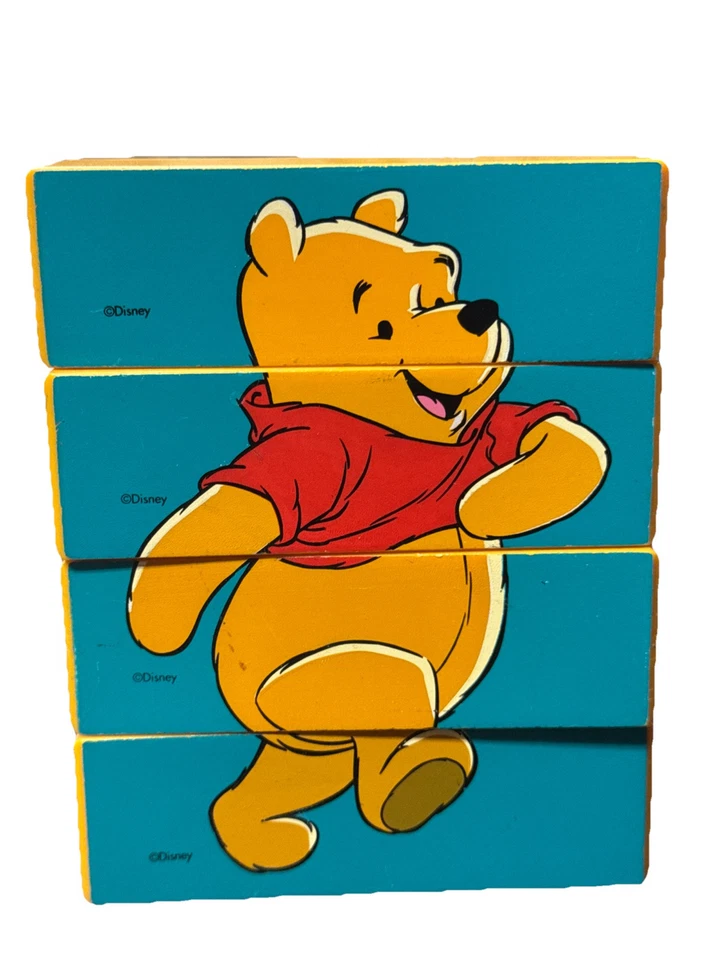 Lote de 4 bloques rompecabezas vintage de Disney WINNIE THE POOH PIGLET TIGGER & EEYORE Foto 2 de 4