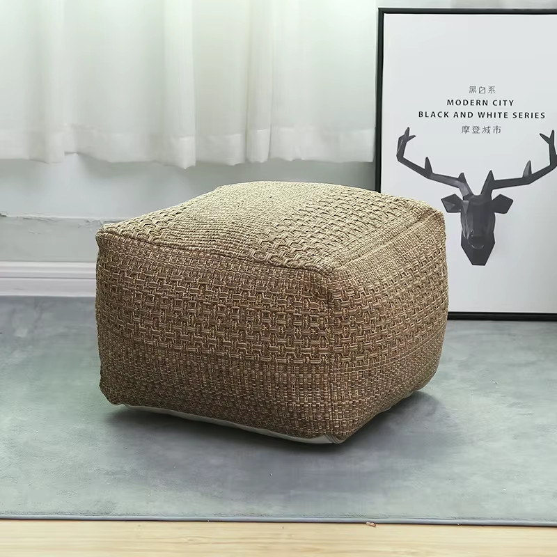 Ottoman Footstool Nordic Style Square Pouf Multifunctional Tatami Seats Cushion 