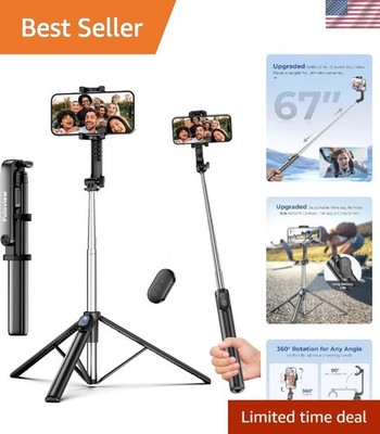 67  Lightweight Selfie Stick Tripod with Wireless Remote for iPhone & Android