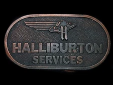 TA11170 VINTAGE 1977 **HALLIBURTON SERVICES** OILFIELD ADVERTISEMENT BELT BUCKLE