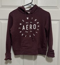Aeropostale Women's Hoodie Small Maroon Super Soft Inside Pullover