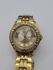 Guess WaterPro Women's Gold Tone Stainless Date Watch Crystals Bezel Working
